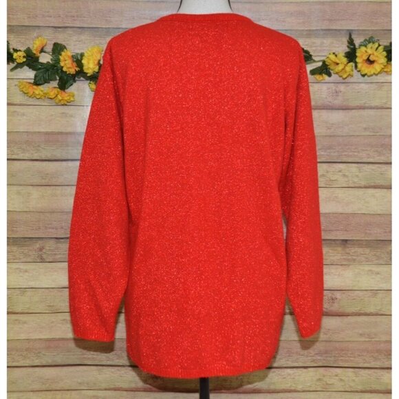 Vintage Carly Blake Ladies XL Christmas Red Sparkly Pullover Sweater Holidays - Picture 4 of 8